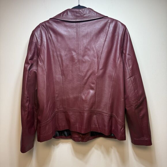 Vtg Kenneth Cole Reaction Lamb Leather Jacket Burgundy Womens XXL Biker/Moto - Picture 6 of 8